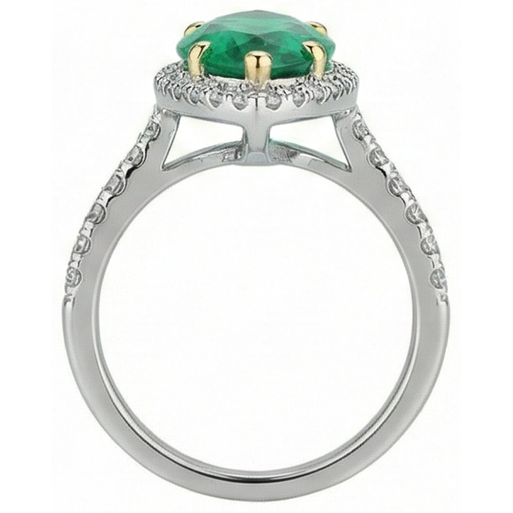 Real Colombian Emerald Colored Stone Ring – top view