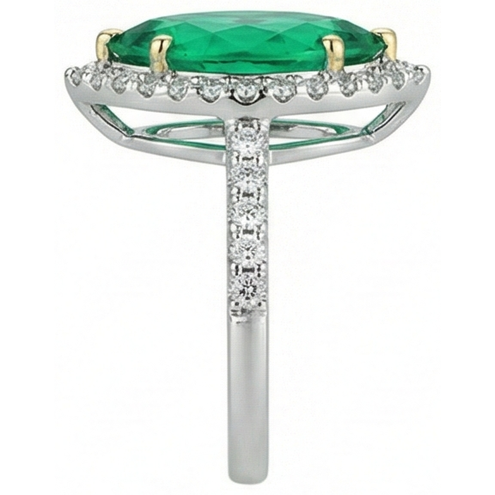 Sophisticated Colombian Emerald Colored Stone Ring 3.50 ct – profile view