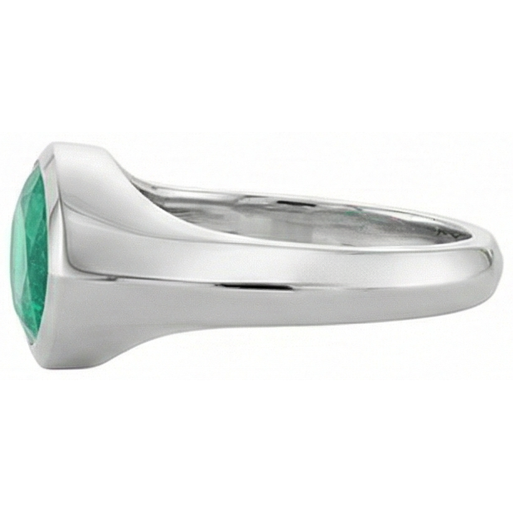 Gemstone Ring 14 Karat White Gold with Colombian Emerald – profile view