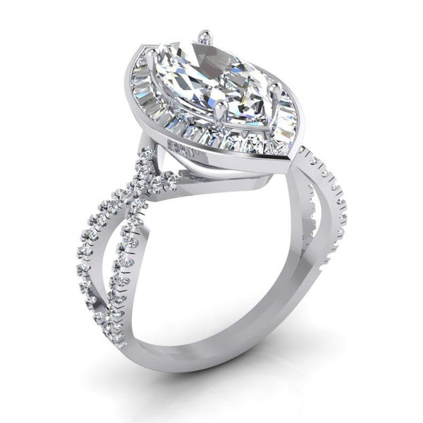 Marquise Halo Real Diamond Engagement Ring 5.50 Carats Women's Jewelry