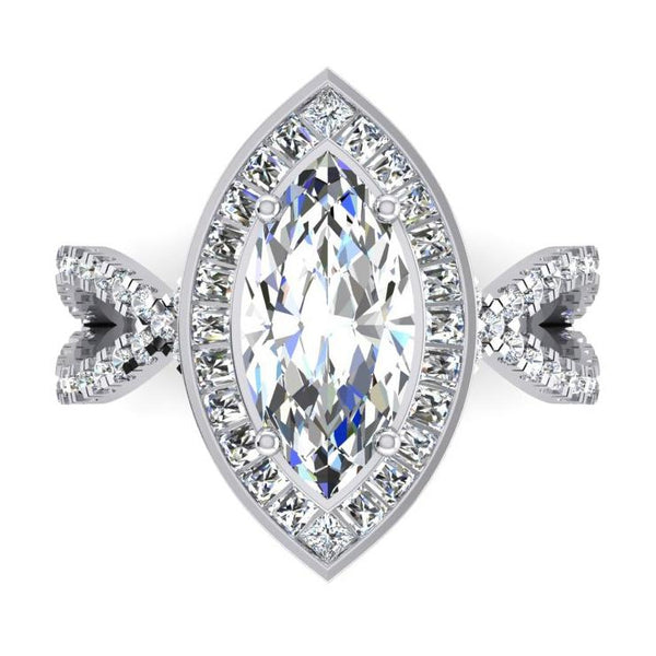 Marquise Halo Real Diamond Engagement Ring 5.50 Carats Women's Jewelry