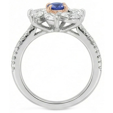 Marquise Natural Earth Mined Diamond Round Sapphire Ring Flower Style 2.50 Carats Two Tone
