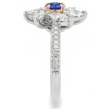 Marquise Natural Earth Mined Diamond Round Sapphire Ring Flower Style 2.50 Carats Two Tone