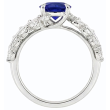 natural round sapphire 4.50ct ring on white background