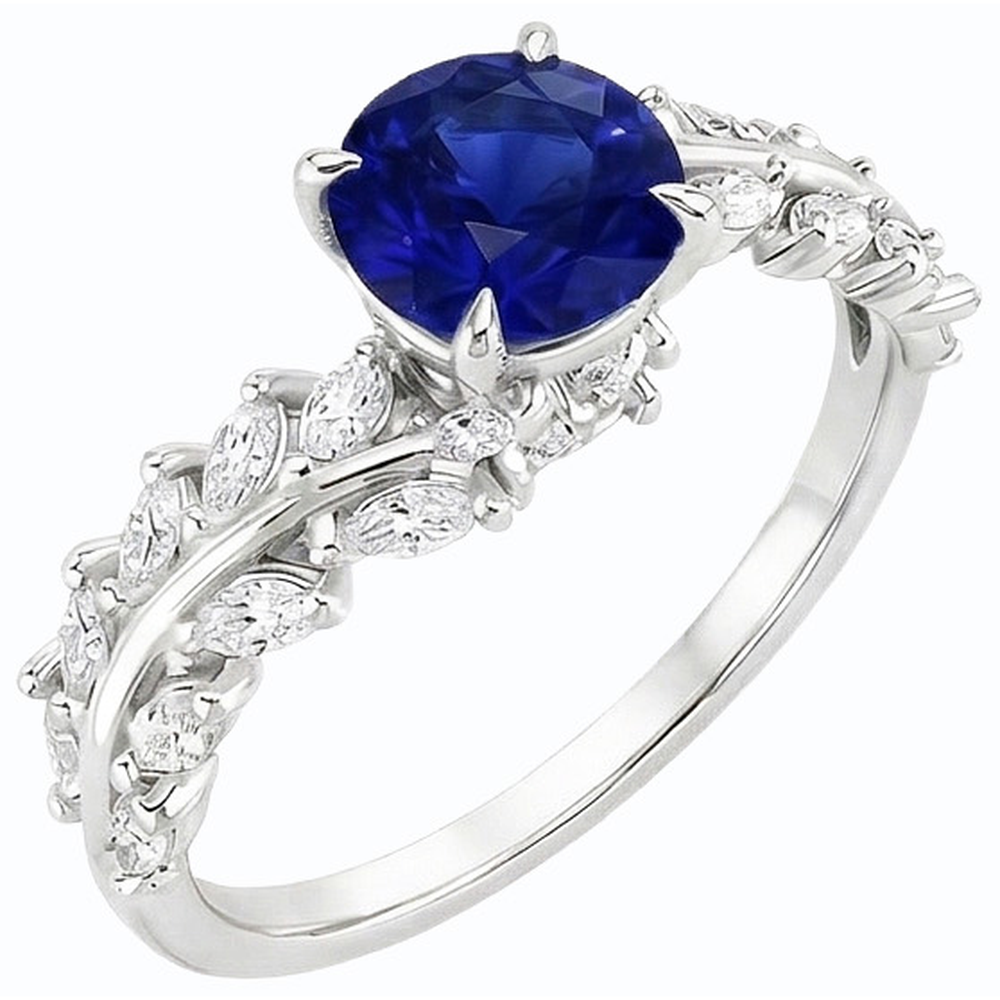 natural round sapphire 4.50ct ring side angle