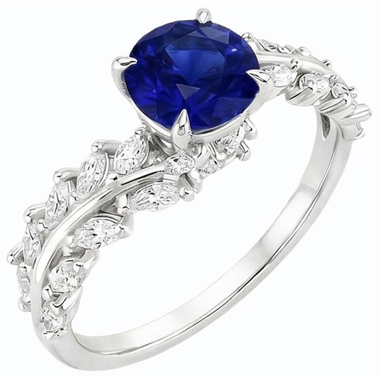 natural round sapphire 4.50ct ring side angle