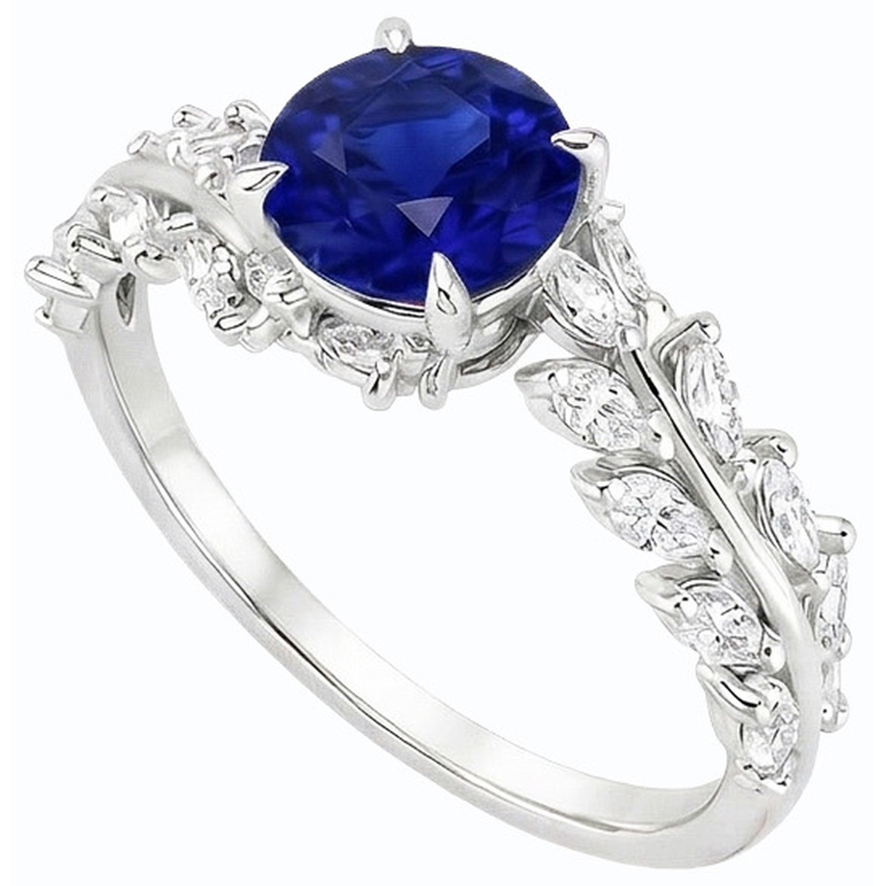natural round sapphire 4.50ct ring top view