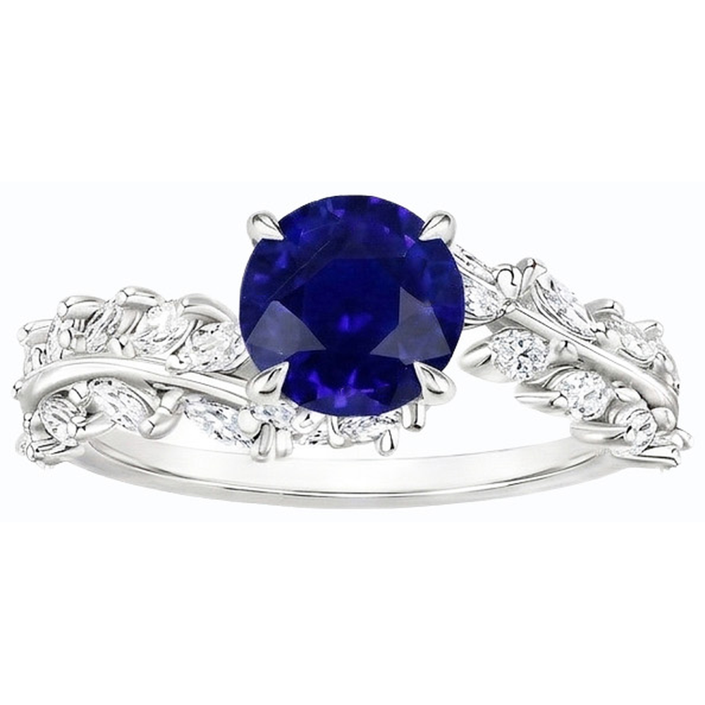 natural round sapphire 4.50ct ring close up detail
