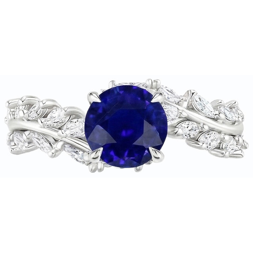 natural round sapphire 4.50ct ring profile view