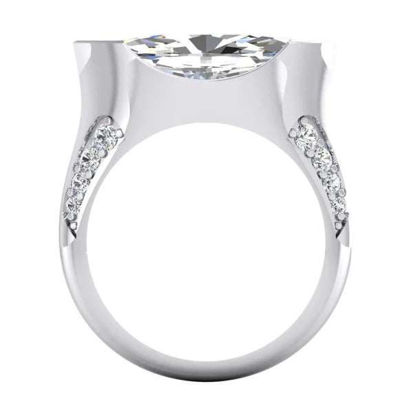 Marquise Old Cut Real Diamond Engagement Ring V Prong Set 5.75 Carats