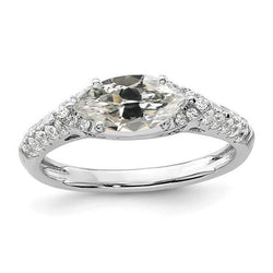 Marquise Old Mine Cut Natural Diamond Ring 4 Carats Ladies Gold Jewelry