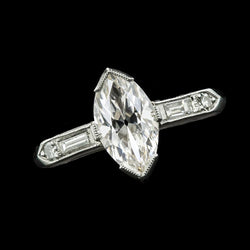 Marquise Old Mine Cut Natural Diamond Ring V Prong Set 4.75 Carats Gold 14K