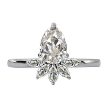 Marquise & Pear Old Mine Cut Genuine Diamond Ring Crown Style 4.50 Carats