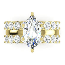 Marquise Real Diamond Wedding Ring Bridal Jewelry Yellow Gold