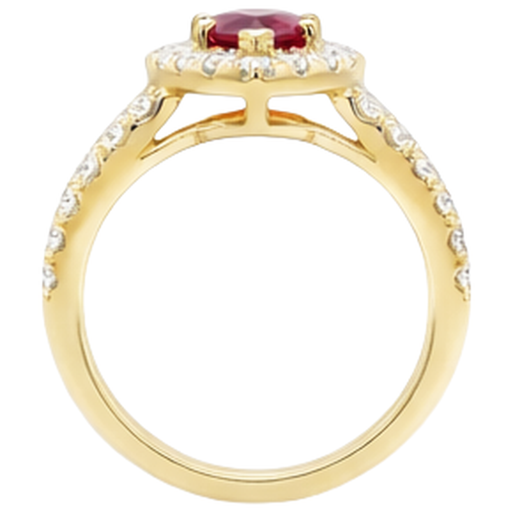 Marquise Red Ruby And Natural Earth Mined Diamond Wedding Ring 3.25 Carats Yellow Gold 14K