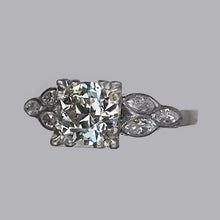 Marquise & Round Old Miner Natural Diamond Ring 2.50 Carats White Gold
