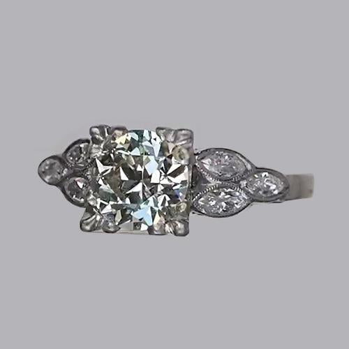 Marquise & Round Old Miner Natural Diamond Ring 2.50 Carats White Gold