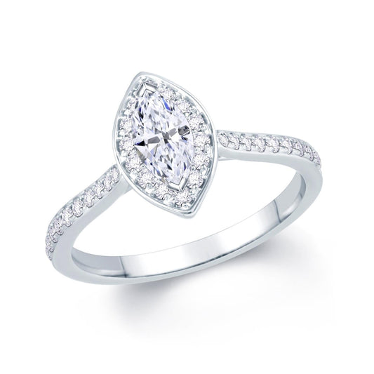 Marquise & Round Real Diamond Halo Ring 2 Carats
