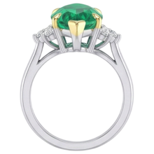 Colombian Emerald Marquise Precious Stone Ring in 14 Karat Two Tone Gold – back view