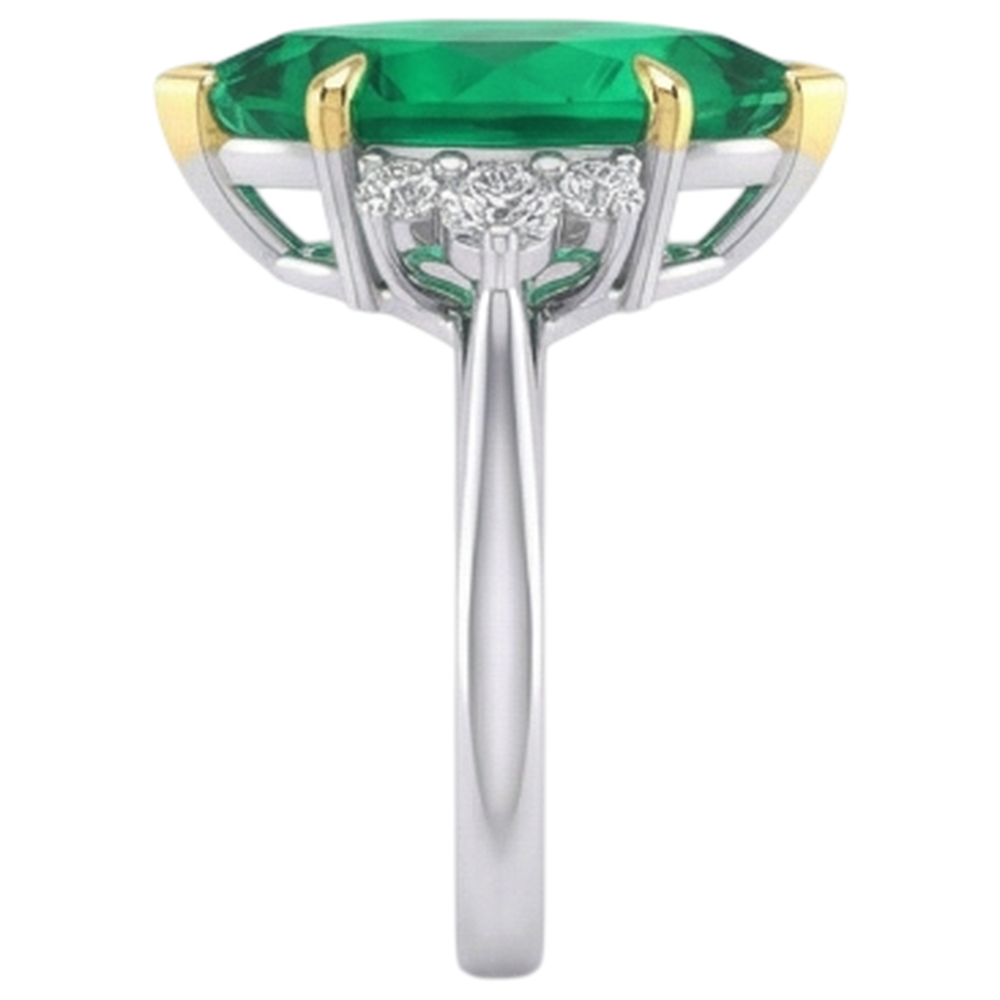 Authentic Colombian Emerald Precious Stone Ring – top view