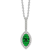 Marquise Shape Green Emerald With Diamonds 5 Ct Pendant White Gold 14K