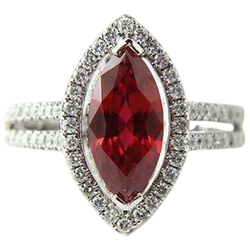 Marquise Shape Red Ruby & Natural Earth Mined DIAMOND ( NOT LAB GROWN ) Ring 4.50 Carats White Gold Jewellery