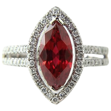 Marquise Shape Red Ruby & Natural Earth Mined DIAMOND ( NOT LAB GROWN ) Ring 4.50 Carats White Gold Jewellery
