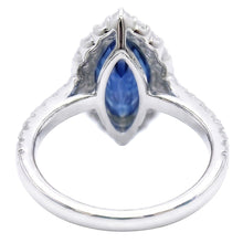 Marquise Shape Sri Lanka Blue Sapphire Round Natural Earth Mined Diamond Ring 2.60 Ct