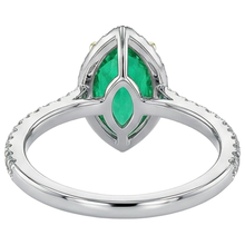 Fine Emerald Colored Stone Ring 4-ct 14K Two Tone Gold – back view