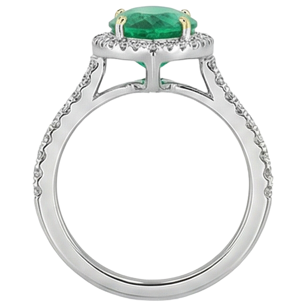 Natural Fine Emerald Colored Stone Ring – top view