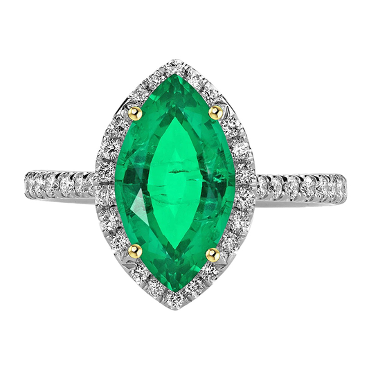 Marquise Fine Emerald ring in 14K Two Tone Gold – main view