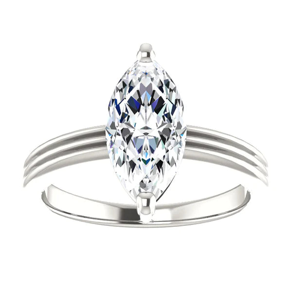 Marquise Solitaire Real Diamond Engagement Ring 2 Carats