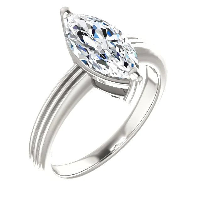 Marquise Solitaire Real Diamond Engagement Ring 2 Carats