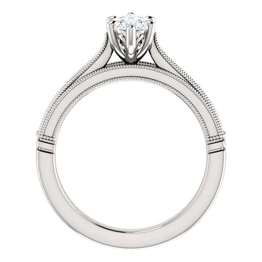 Marquise Solitaire Real Diamond Vintage Style Ring 2 Carats