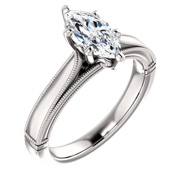 Marquise Solitaire Real Diamond Vintage Style Ring 2 Carats