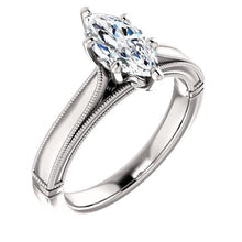 Marquise Solitaire Real Diamond Vintage Style Ring 2 Carats