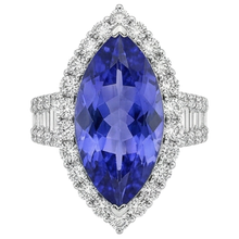 Marquise Tanzanite And Natural Earth Mined Diamond 17.25 Ct Ring White Gold 14K