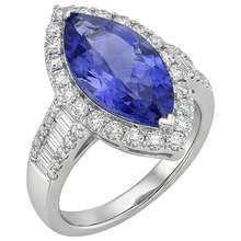 Marquise Tanzanite And Natural Earth Mined Diamond 17.25 Ct Ring White Gold 14K