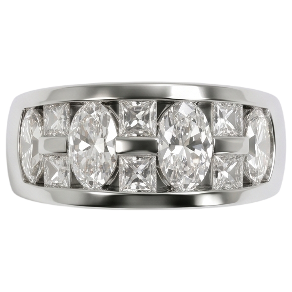 Marquise & Princess Cut Engagement Natural Earth Mined DIAMOND ( NOT LAB GROWN ) Mens Band Ring White Gold 14K 5 Ct
