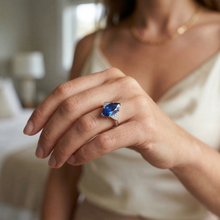 Marquise Blue Sapphire Engagement Ring With Small Natural Earth Mined Diamonds 5.50 Carats