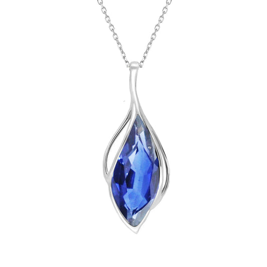 Marquise Cut Royal Blue Sapphire ring in 14 Karat White Gold – main view