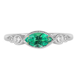 Fine Emerald GIA Certified Precious Stone Ring 1 ct in 14K Two