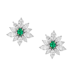 Two-Tone 14K Gold GIA-Certified Emerald Gemstone Earring 0.50 ct