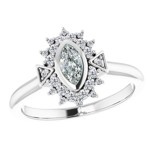 Brilliant Diamond Halo Engagement Ring 1-ct 14 Karat White Gold – main view