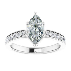Real Marquise Fine Diamond Accent Solitaire Ring – 1 ct in 14