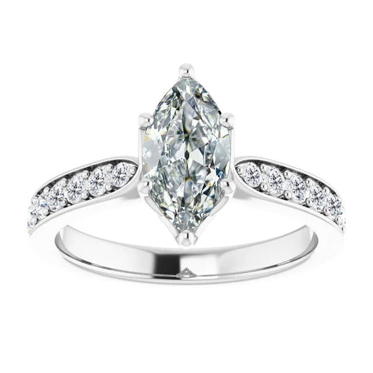 Real Fine Diamond Accent Solitaire Ring 1 ct 14 Karat White Gold – main view