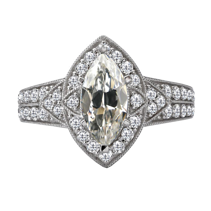 High-End Brilliant Diamond Halo Engagement Ring 2 ct – main view