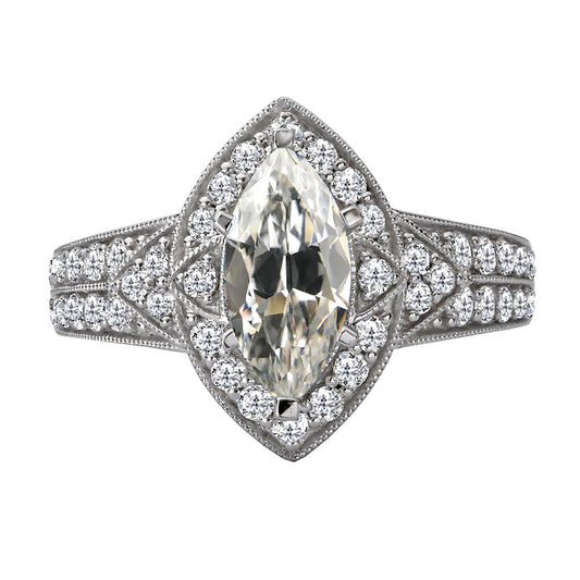 High-End Brilliant Diamond Halo Engagement Ring 2 ct – main view