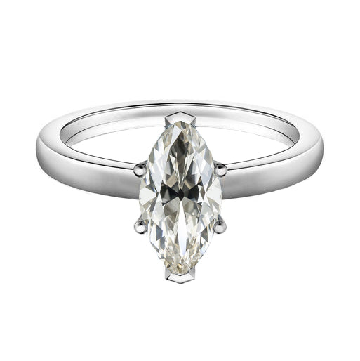 Fine Diamond Marquise Cut Solitaire Ring in 14K White Gold – main view