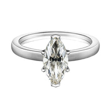 Fine Diamond Marquise Cut Solitaire Ring in 14K White Gold – main view